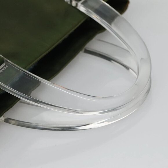 PRADA Hand Bag Nylon Plastic Khaki Silver Clear Auth bs25908 - Picture 8 of 16